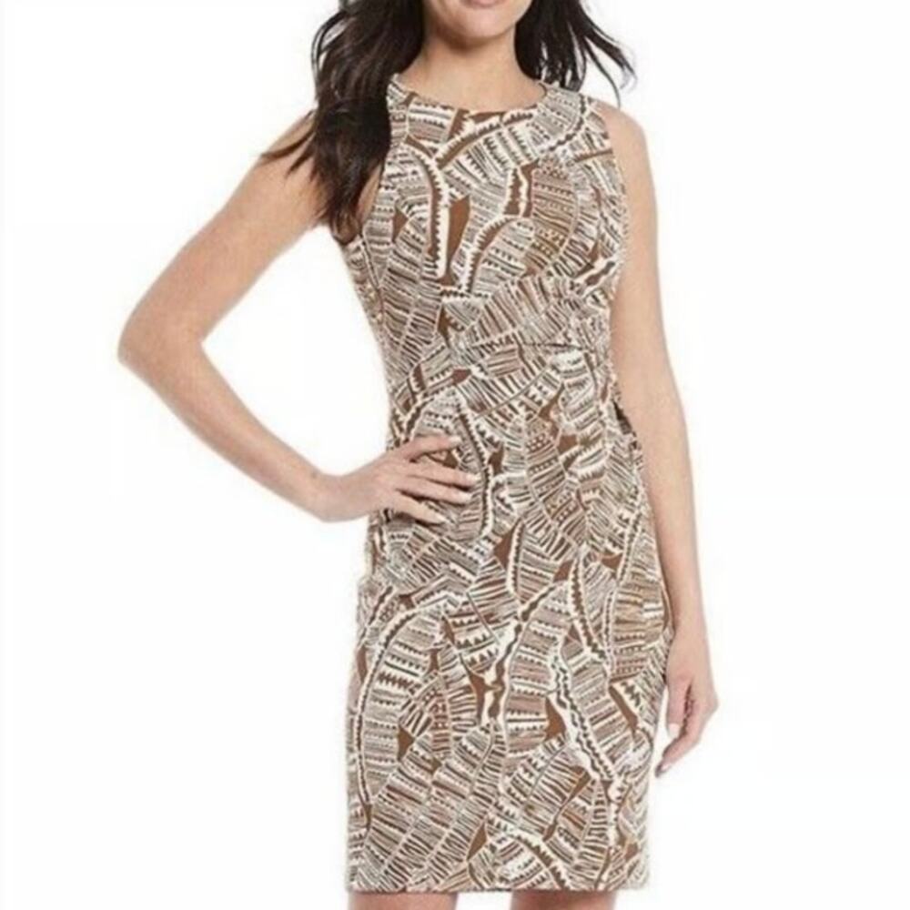 J. McLaughlin Palm Leaf Printed Sheath Dress Size 6